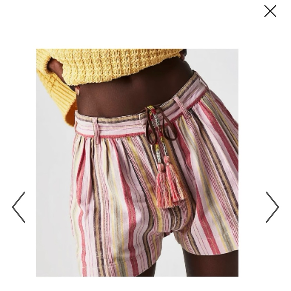 Free People Striped Drawstring Women’s Shorts - Pink Multi